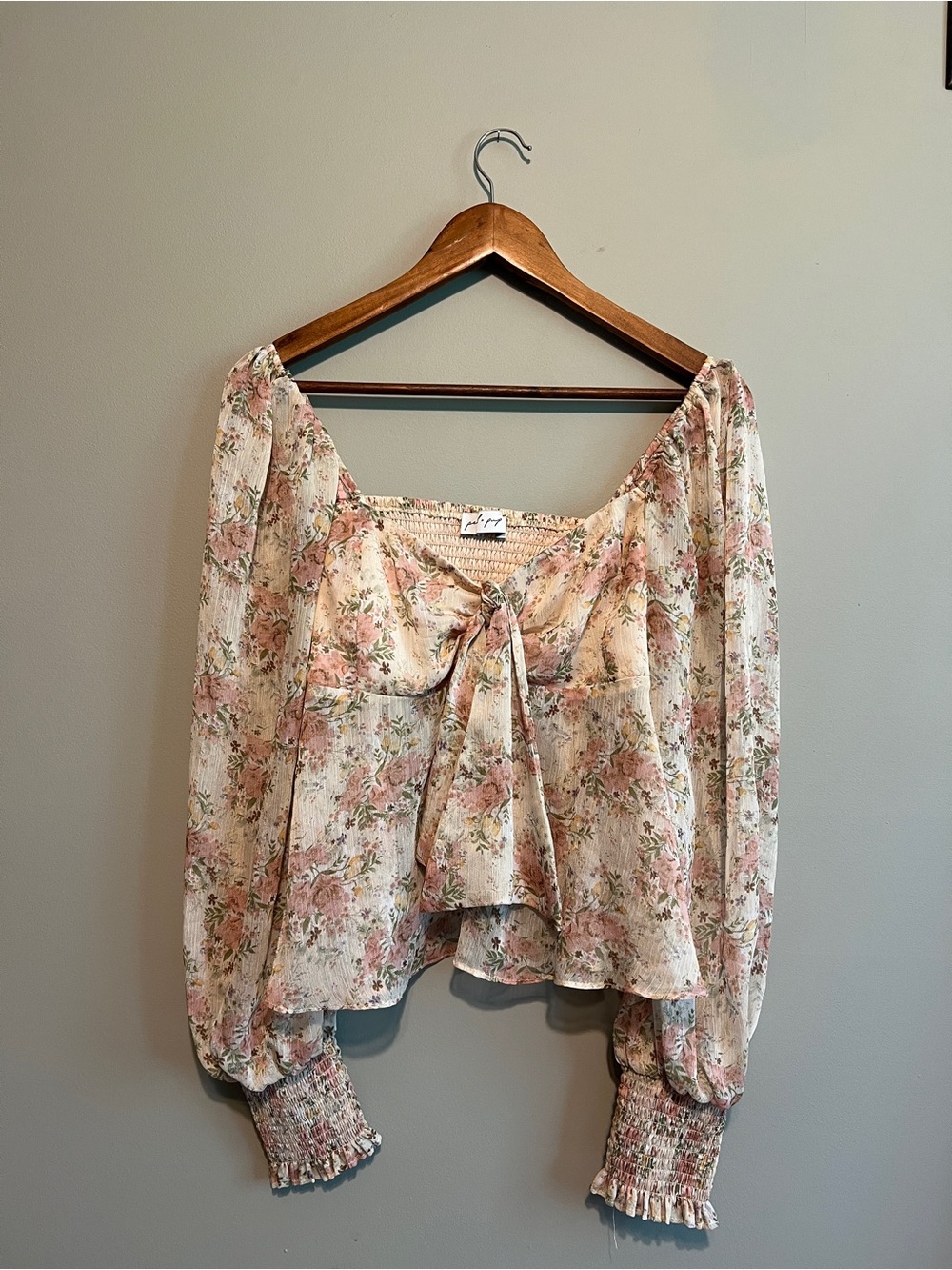 Petal & Pup Pink and Cream Floral Tie-Front Blouse